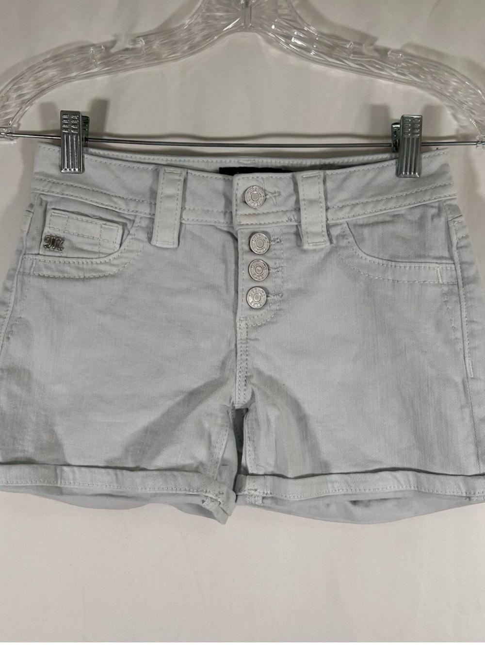 Miss Me White Button-Fly Denim Shorts